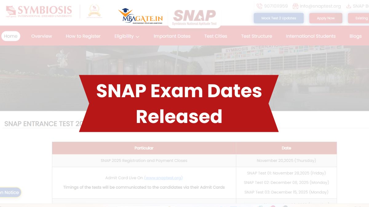 SNAP Exam Dates Released on its official website